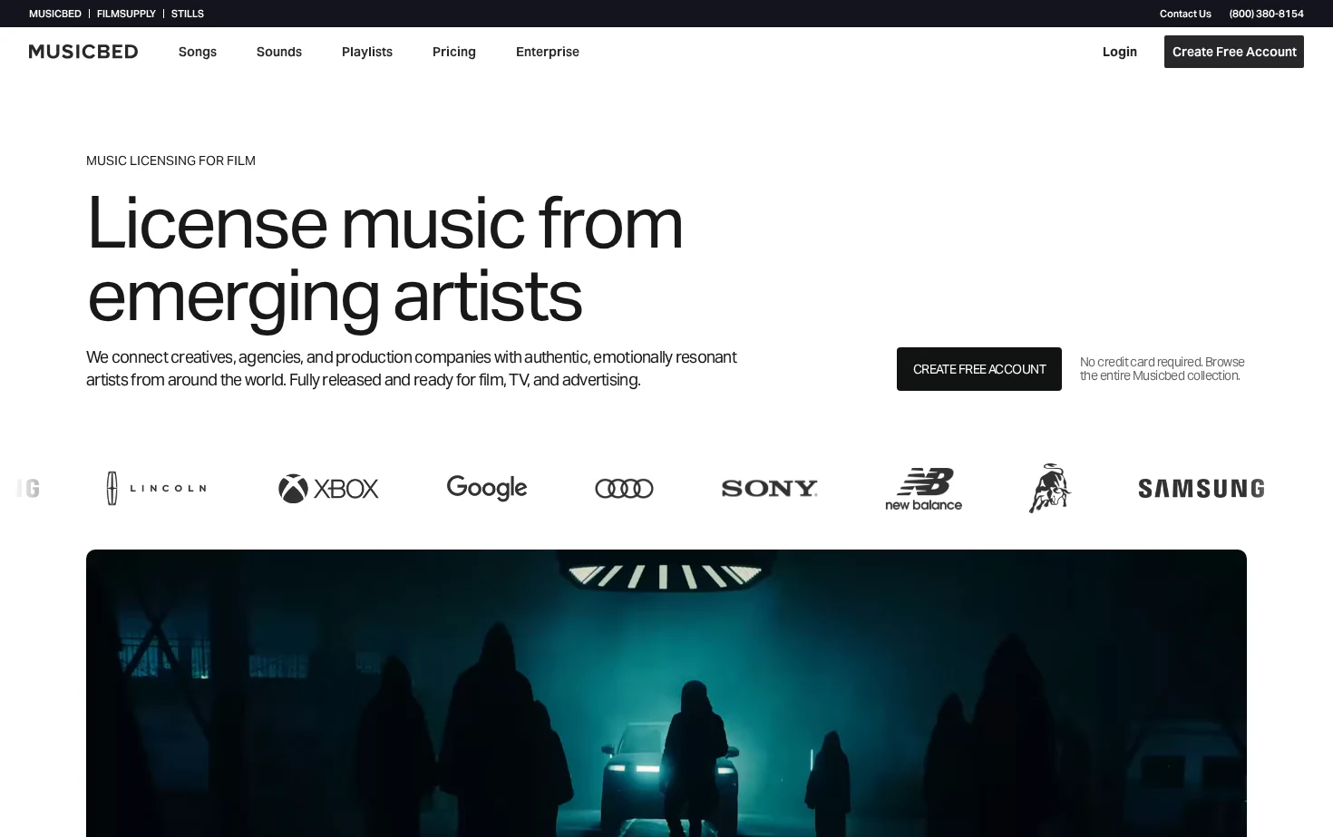 Musicbed 页面快照